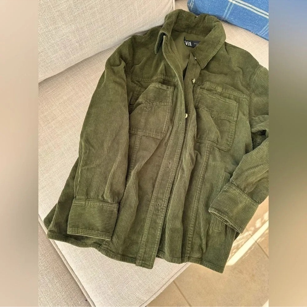 Zara Green Corduroy Pocket Jacket M size NWOT - Picture 6 of 6